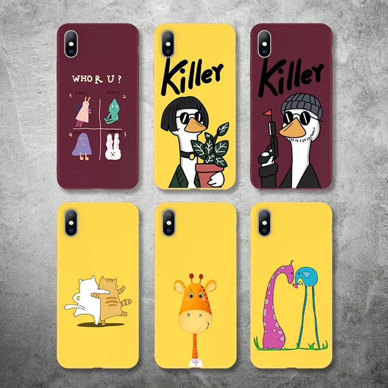 

GTWIN Phone Case For iPhone 11 Pro Max 6 6s 7 8 Plus X XR XS Max 5 5S SE Cute Cartoon Killer Giraffe Cat Soft TPU For iPhone 11