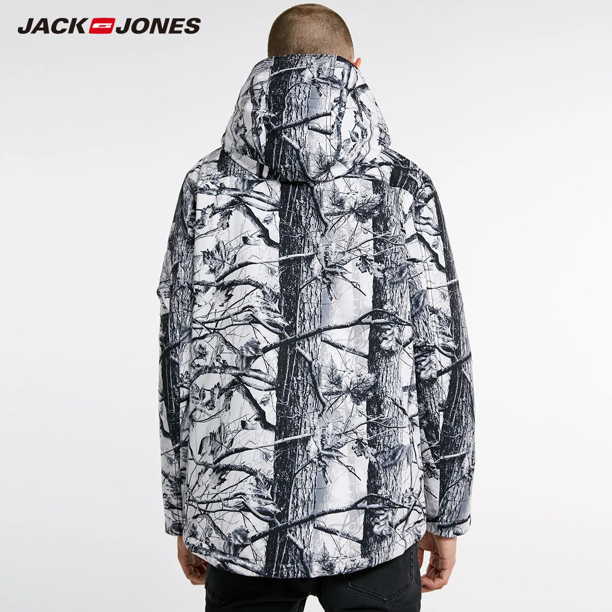 JackJones мужской зимний пуховик с капюшоном принтом короткая парка пальто мужская