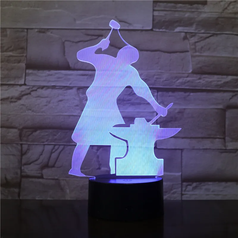 

3D Night Light 7 Colors Changing Touch Button LED Blacksmith Table Lamp Home Decor Shifu Master Gifts Sleep Light Fixture 2495