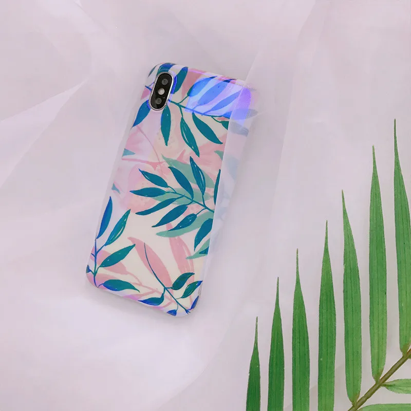 XINDIMAN синего света зеленый чехол для iphone X case силиконовая задняя крышка 7 plus лист с