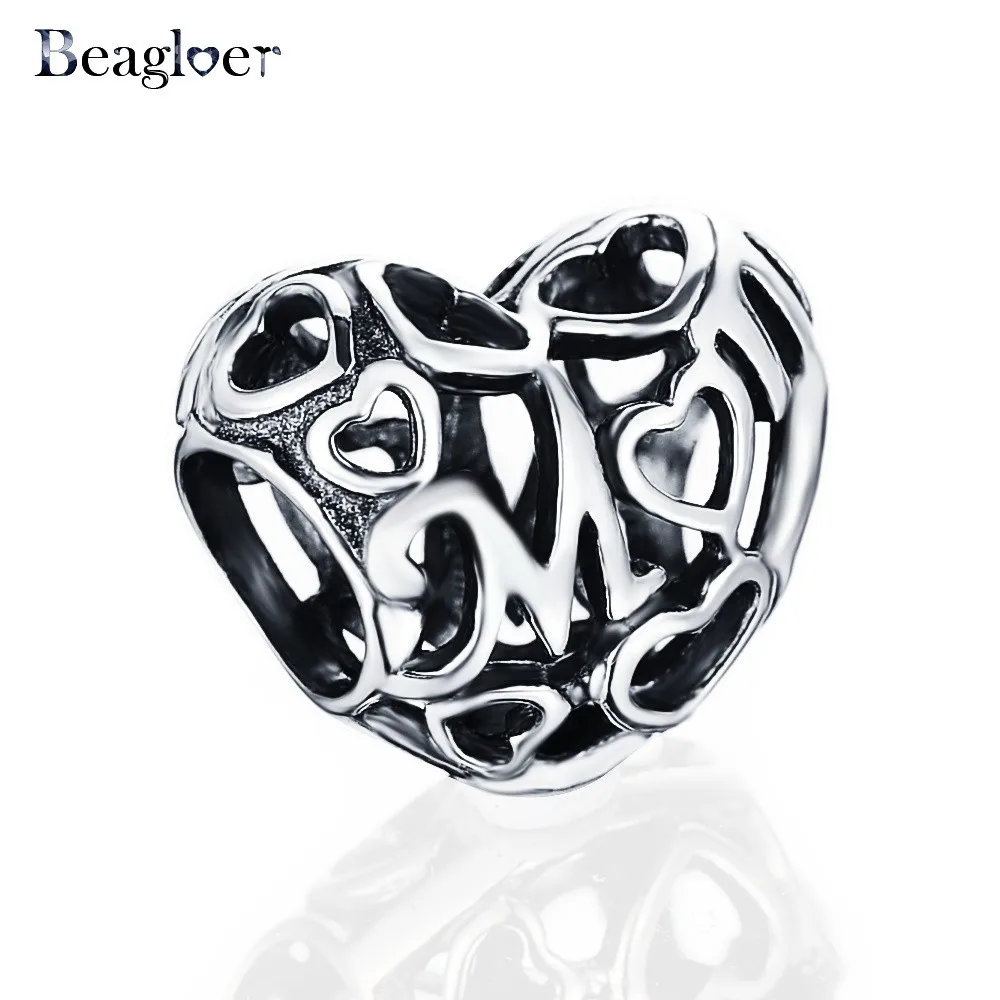 Beagloer Серебряное сердце цветок бисера Серебряные кубические бусины подходят