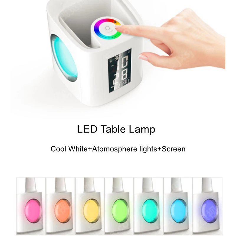 Plug EU Led Eye Protect Dimmable Desk Lamp Foldable Reading Table Light Rgb Press Control Calendar Alarm Clock Temper | Освещение