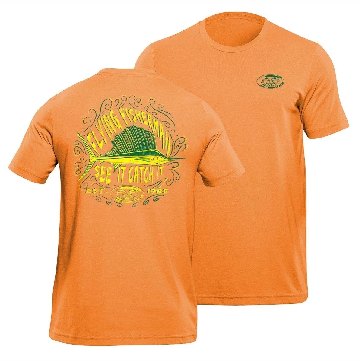 Летать Рыбак T1712OXL Мел парусник футболка оранжево-очень большой |