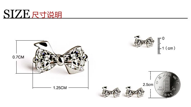 SAISEE белый золотистого цвета прозрачный кубический цирконий Бант Серьги гвоздики