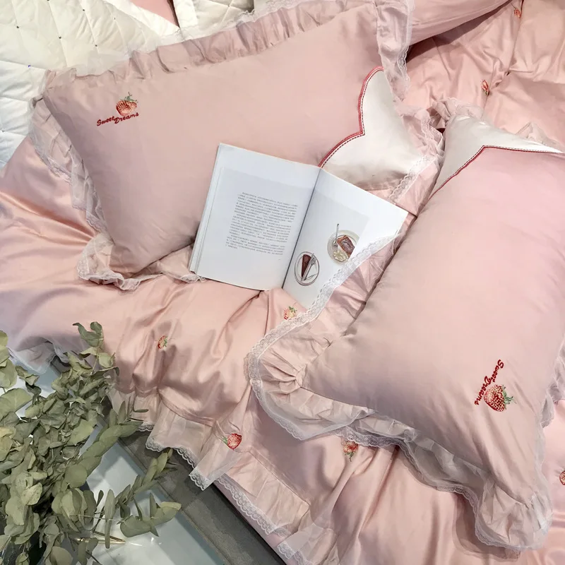 Розовая Принцесса 4 шт. постельных принадлежностей полное хлопковое стеганное