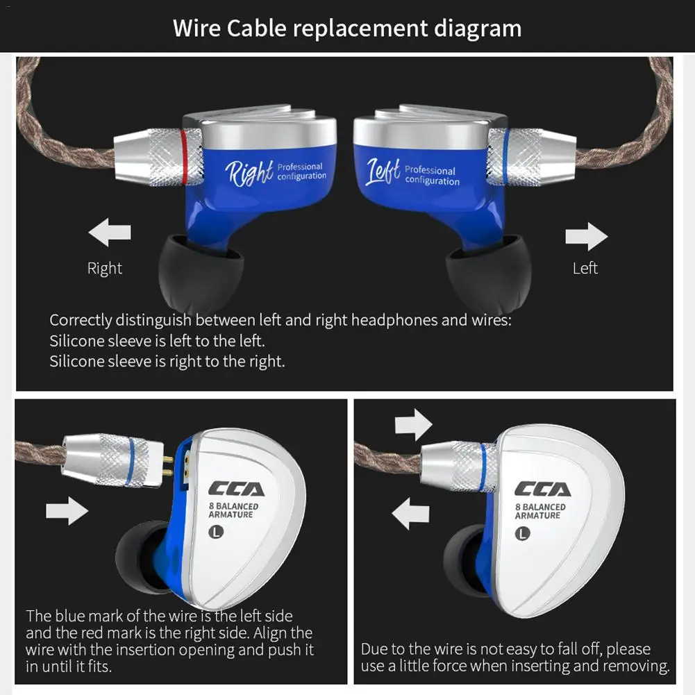 CCA C16 8BA Drive Units In Ear Earphone 8 Balanced Armature HIFI Monitoring Headset With Detachable Detach 2PIN Cable | Электроника