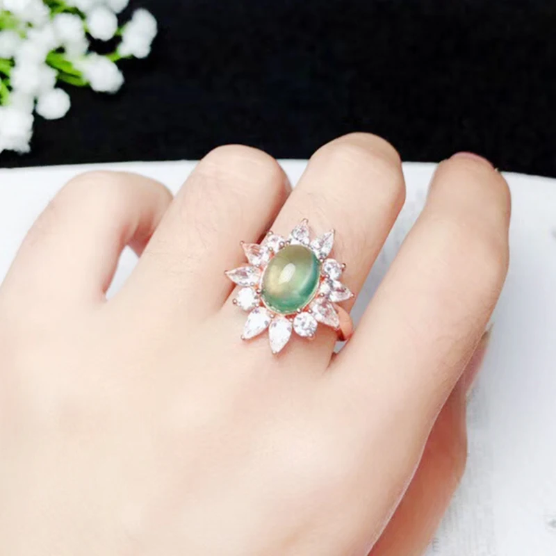 CoLifeLove 925 Silver Prehnite Ring for Party 3 Ct Natural Sterling Jewelry Gift Wife | Украшения и аксессуары