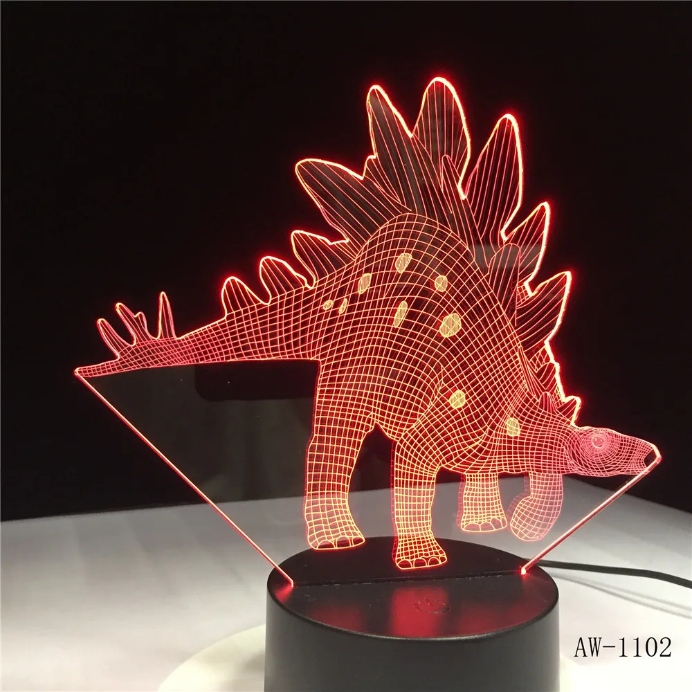 3D иллюзия Светодиодная лампа динозавр 7 цветов украшение ночник сенсорный