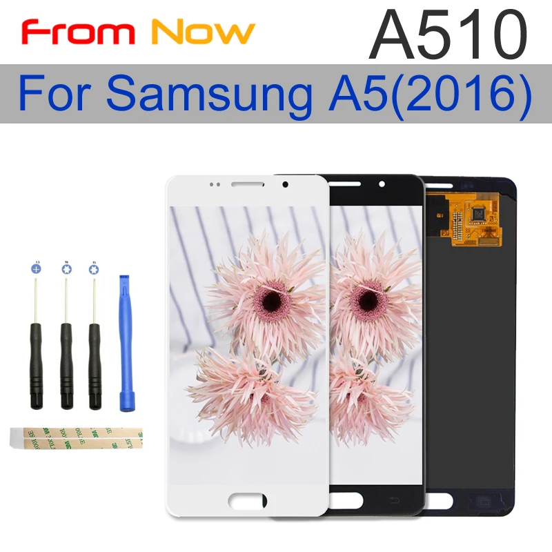Для Samsung Galaxy A5 2016 A510F A510M ЖК дисплей с кодирующий преобразователь сенсорного