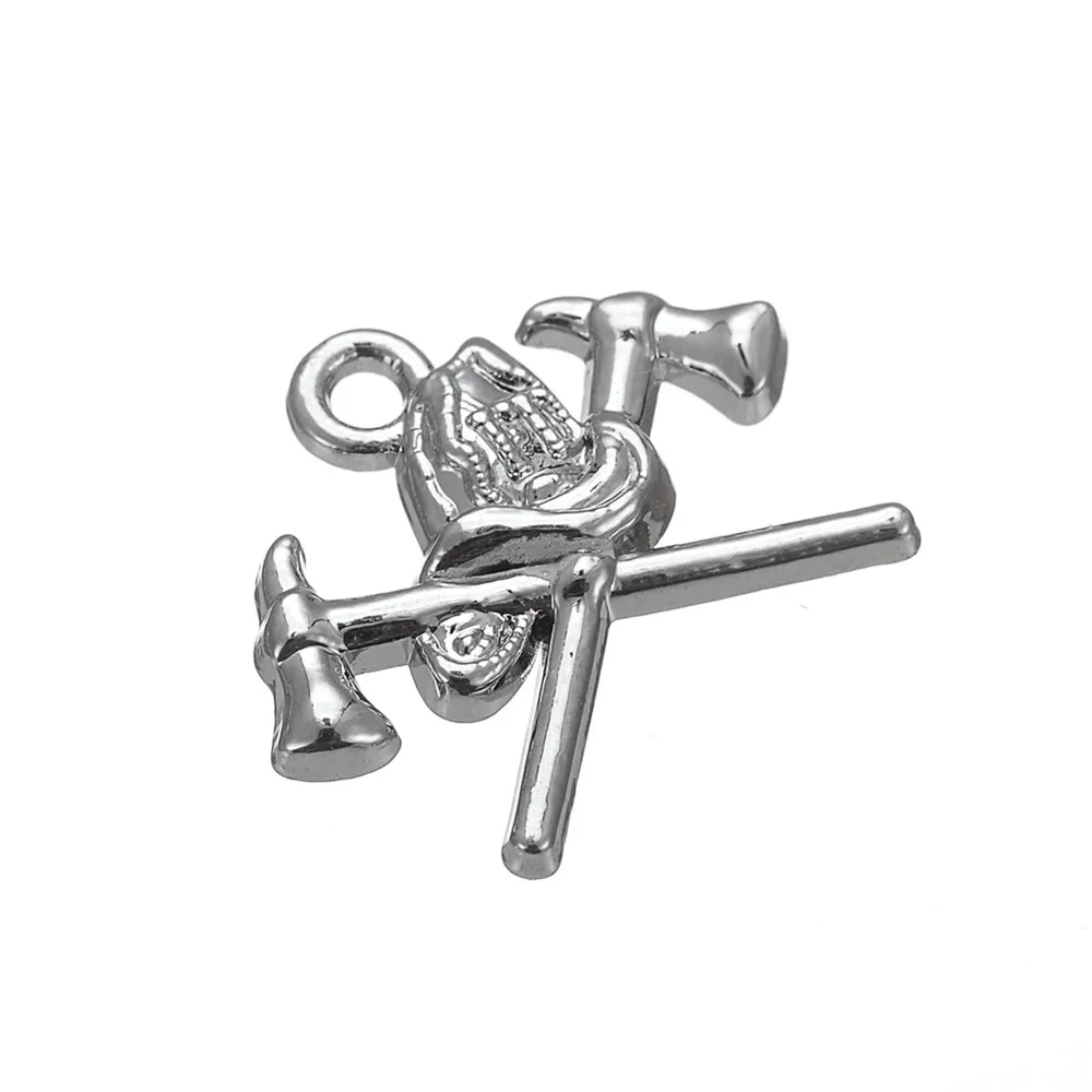 LIKGREAT 20pcs/lot Metal Firefighter Axes and Helmet Protect Pendant Fire Dept Charms for Jewelry Making | Украшения и аксессуары
