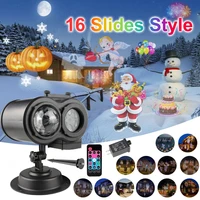 christmas laser proejctor light 16 slides pattern ripple effect stage light double head outdoor xmas halloween projector