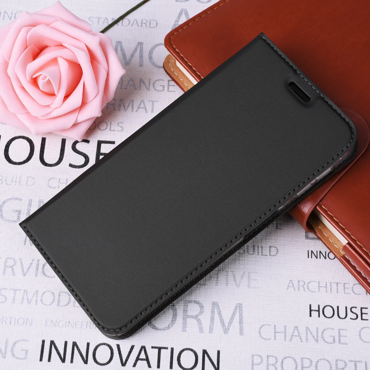 Роскошный кожаный флип чехол для Samsung Galaxy A7 A9 2018 с отделениями карт откидной