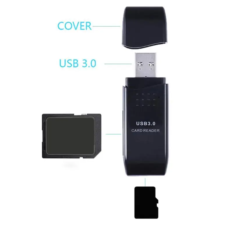 Мини Портативный USB3.0 Порты и разъёмы высокое Скорость 2 в 1 SDXC + устройство для