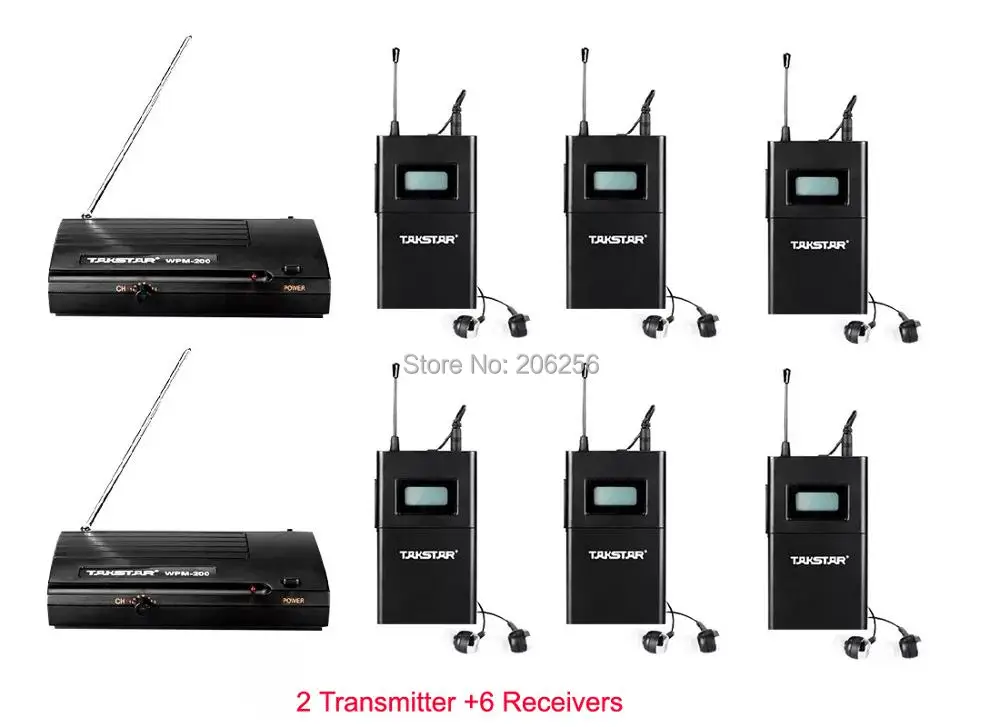 Беспроводная стереогарнитура Takstar 2 передатчика 6 приемников UHF для ТВ и