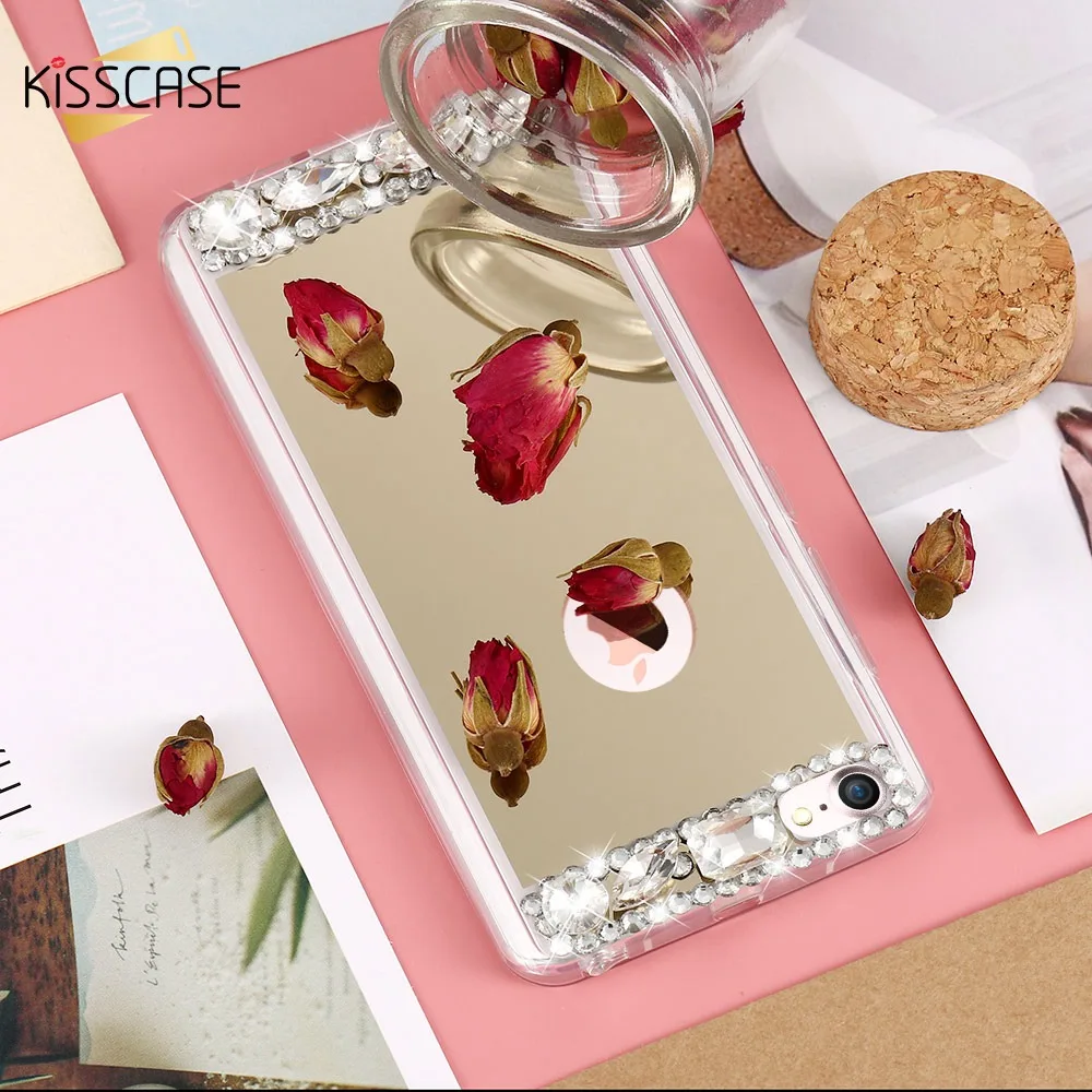 Тонкий зеркальный чехол KISSCASE для iPhone 6S 6 7 Plus X роскошные мягкие чехлы из ТПУ 5S 5 SE 10 S