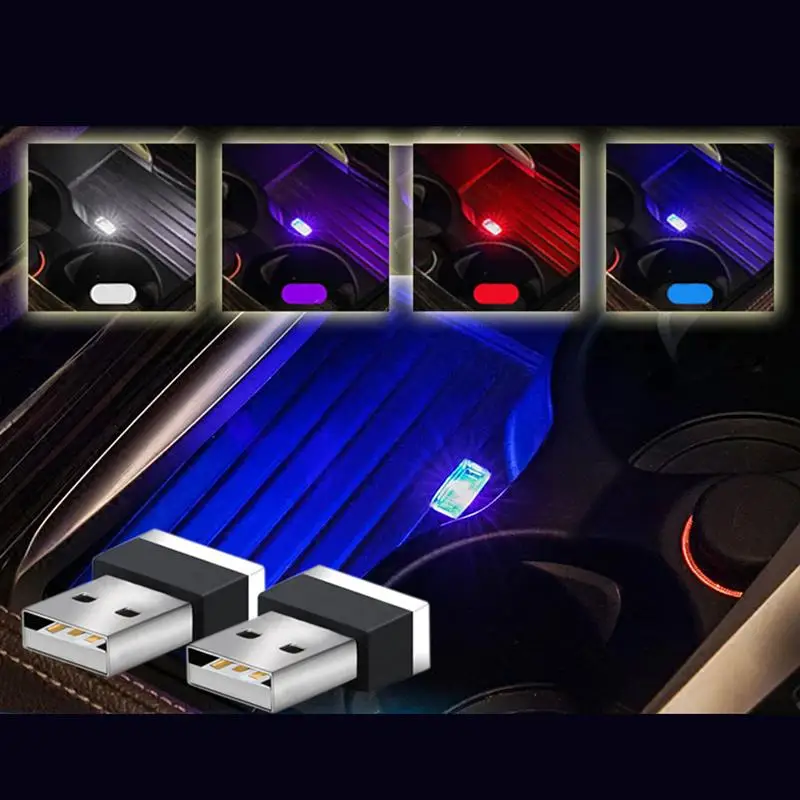 4 шт. автомобиля светодио дный USB LED атмосфера огни декоративная лампа Аварийное