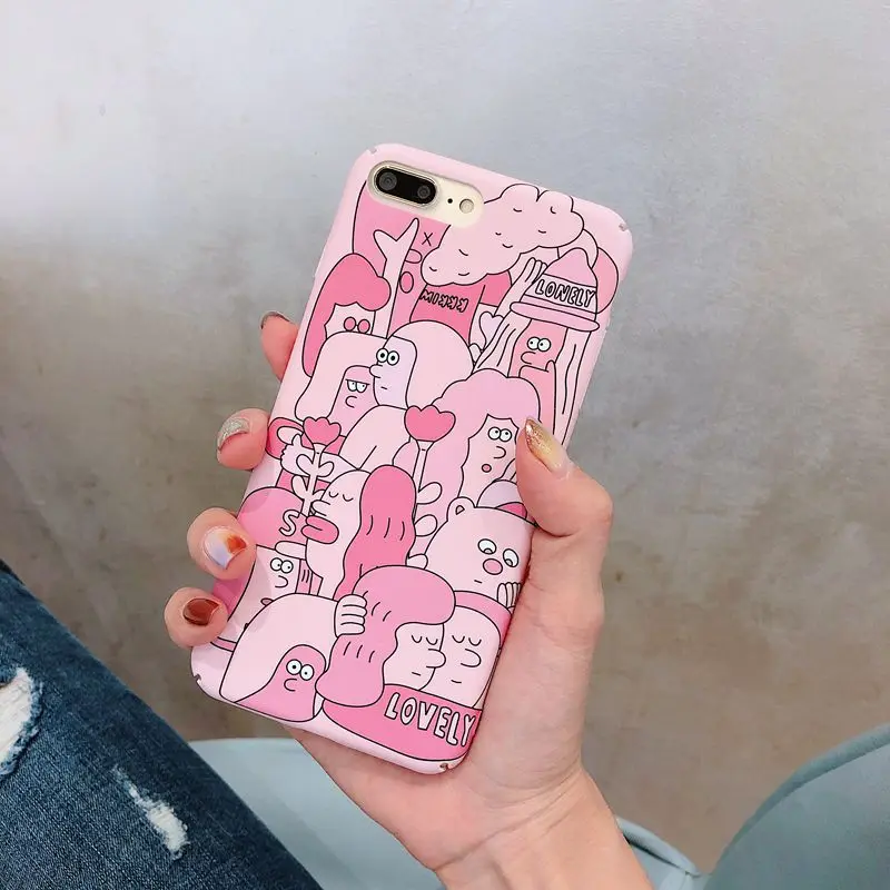 STROLLIFE Lovely Woman Phone Case for iPhone X XS Max XR Abstract Pattern Cover IPhone 8 6s 7 Plus Hard PC Shell Pink Color |