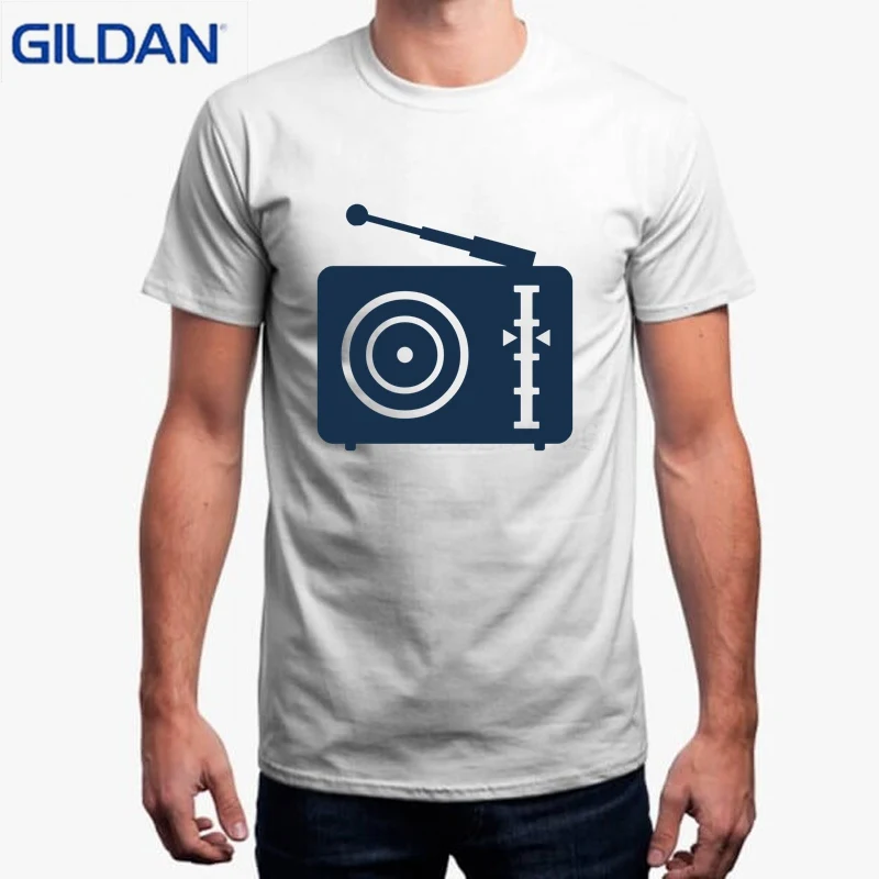 Новый стиль футболка Бренд Gildan Camisas радио символ синий Мужская Классическая Imprime