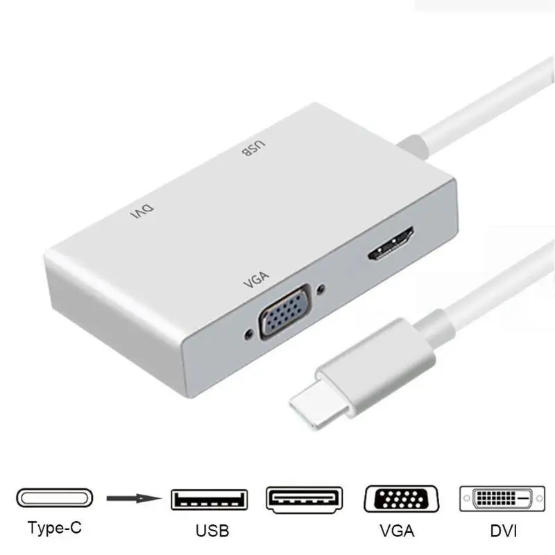 4 в 1 USB 3 C Type к HDMI VGA DVI 0 концентратор адаптер кабель провод для ноутбука Apple