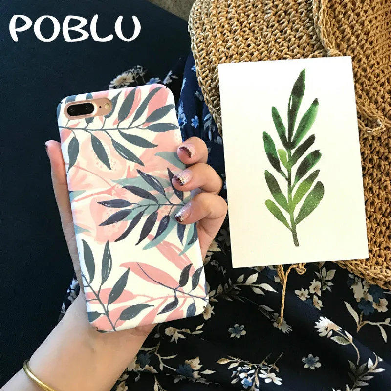 POBLU модный матовый художественный чехол для телефона с листьями Матовый Жесткий