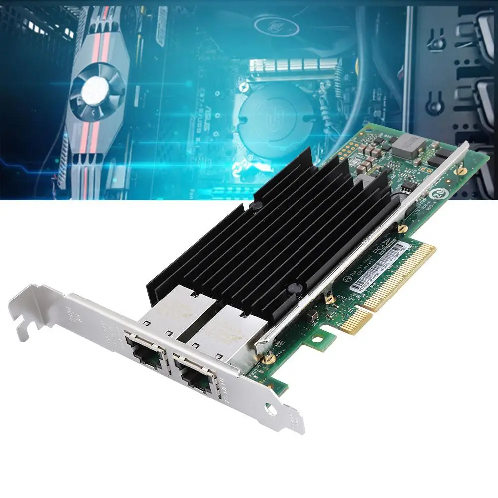 10 Гбит/с PCI E 2 портовый сервер Ethernet сетевой адаптер для intel X540 T2 x8 новый|Сетевые