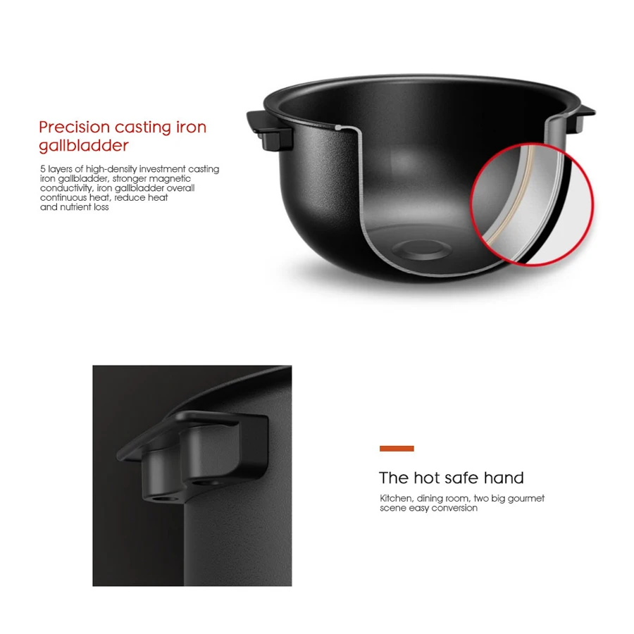 Электрическая рисоварка VIOMI vxfb40b-ih, 4л, автоматическая рисоварка с антипригарным покрытием, 1300 Вт, мультиварка с управлением через приложение, рисоварка s