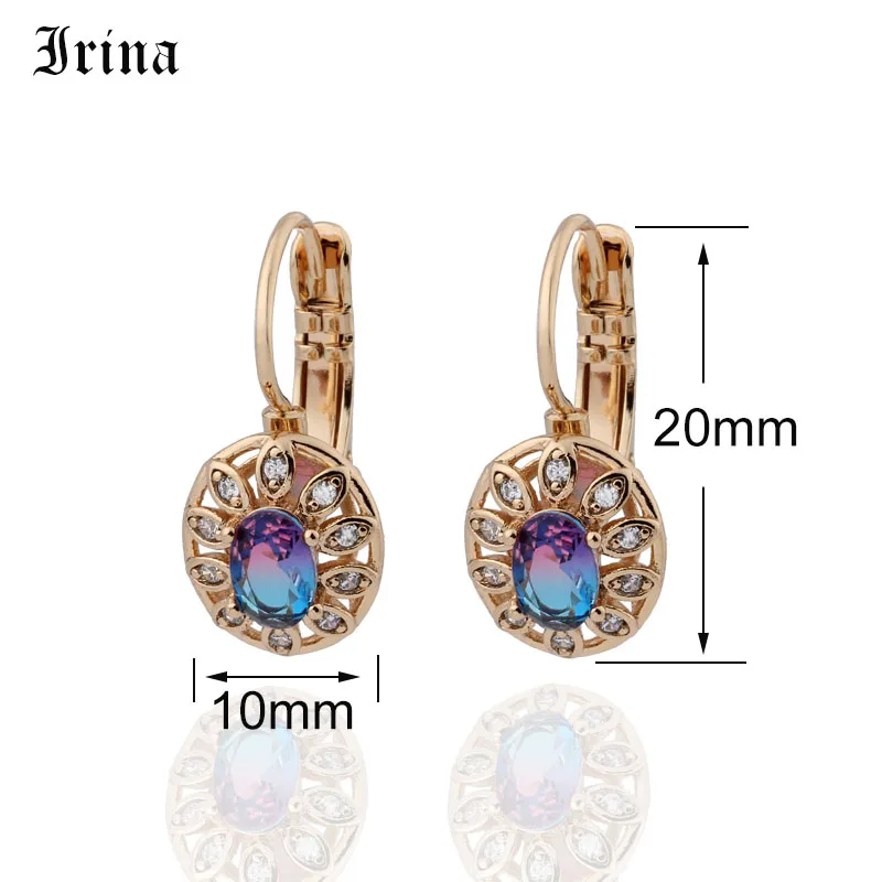 Роскошные женские серьги подвески с кубическим цирконием 2 цвета золотого