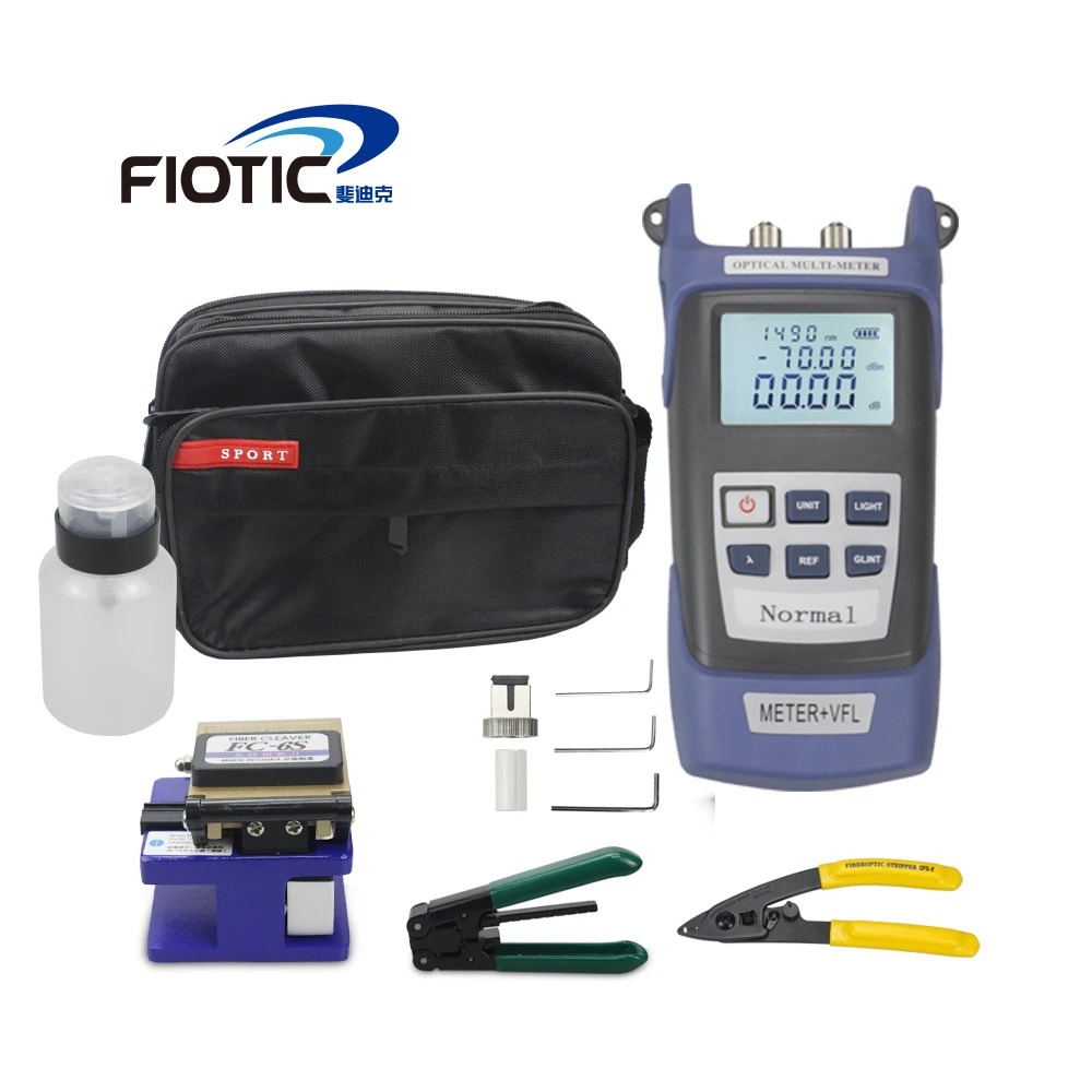 Glasvezel FTTH Tool Kit met Fiber Cleaver FC6S Optische Power Meter 5 km Visual Fault Locator 5 mw Draad stripper miller klem Glasvezel FTTH Tool Kit met Fiber Cleaver FC6S Optische Power Meter 5 km Visual Fault Locator 5 mw Draad stripper miller klem