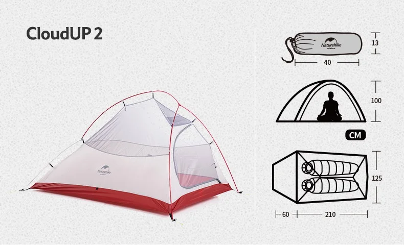 Naturehike Cloud Up 2 Ультралегкая палатка для кемпинга на открытом воздухе человека