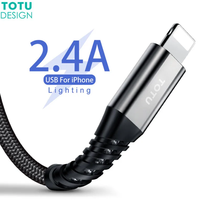 TOTU USB зарядный кабель для iPhone Xr X Xs Max 8 7 6 6s Plus 5S 5 s 2.4A Быстрая зарядка зарядное