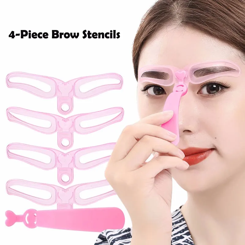 4Pcs/Set Drop Shipping Brow Stencils Reusable Eyebrow Shaping Defining Eye Drawing Guide Template Pro Makeup Tool | Красота и