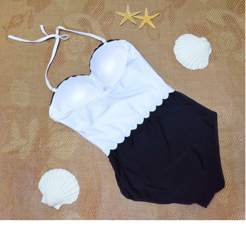 High Waist Swimsuit 2018 Sexy Bikinis Women Swimwear Vintage Neck Bikini Set Bathing Suits Swim Wear Biquini Plus Size XL |