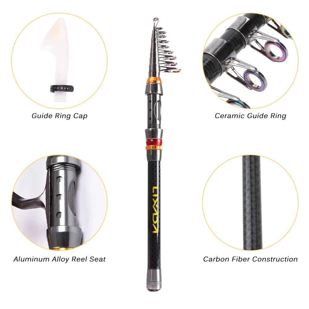 Lixada Fishing Rod Reel Combo Telescopic Spinning Line Lures Hooks Swivels Accessories Kit | Спорт и развлечения