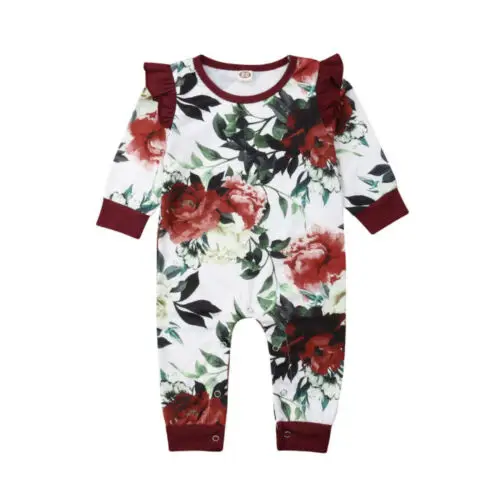 

Newborn Infant Baby Girl Clothes Floral Romper Jumpsuit Bodysuit Outfit Clothes 0-24M