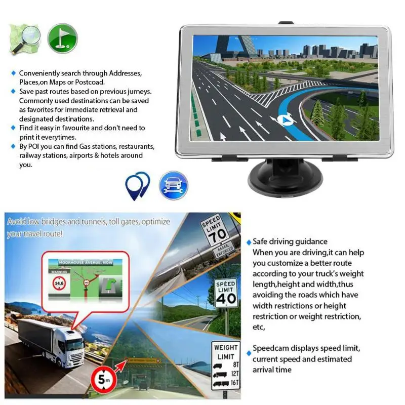 X8 7 дюймов ультратонкий автомобильный gps навигатор для грузовика система 8 ГБ