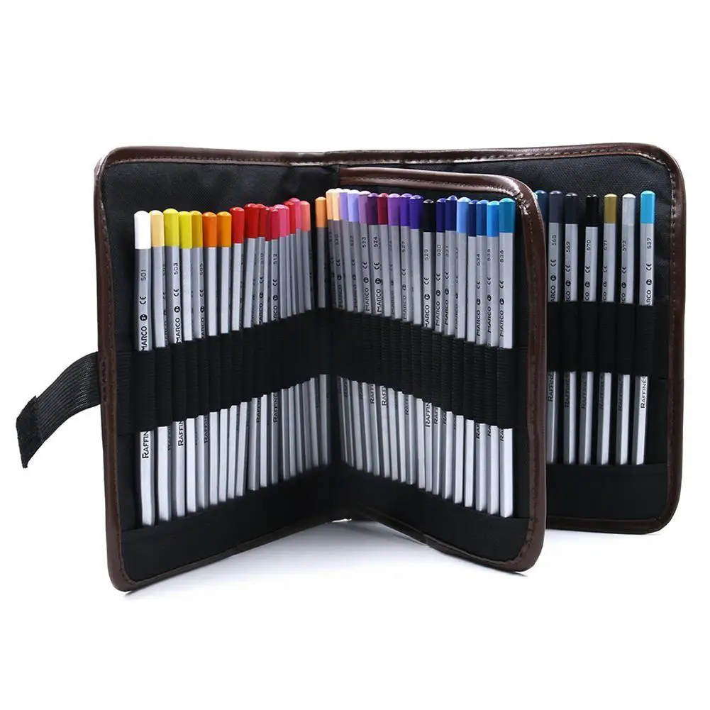 

Canvas Pencil Wrap 72 Slots Colored Pencil Case Roll Holder Multi-purpose Pouch for School Art Soft Travel