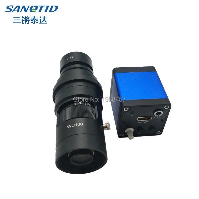 Микроскоп высокой четкости с камерой 1080p HDMI Промышленная видеолупа + 0.4XC