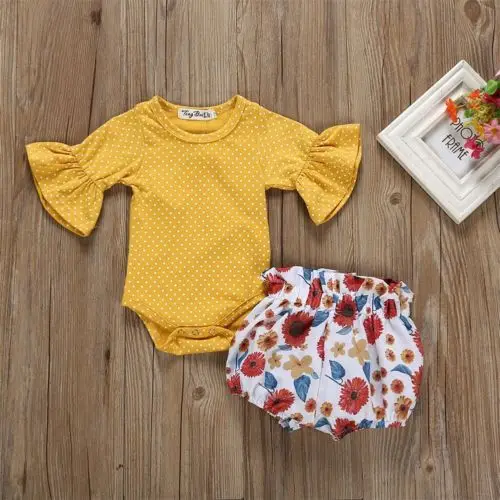 Комплект одежды для новорожденных девочек 2 шт./компл. комбинезон в горошек с