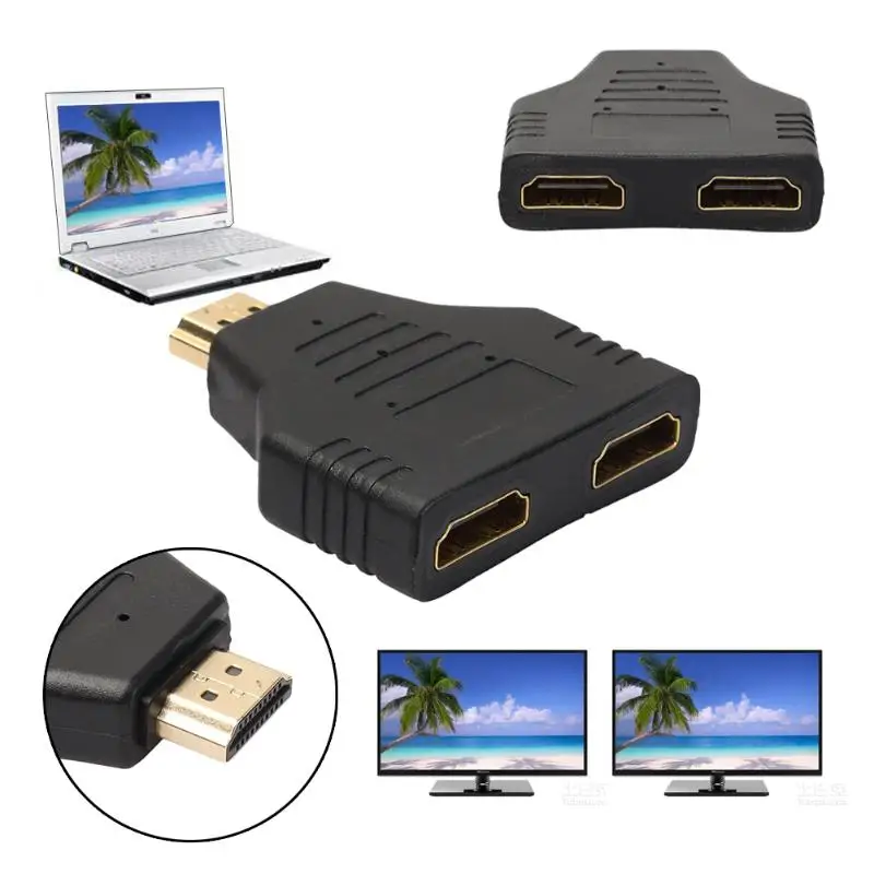 1 шт. портативный разветвитель 1080P HDMI-совместимый штекер на 2 гнезда в выхода
