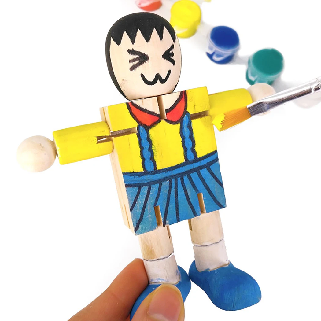 6 шт. DIY игрушка ремесло креативная деревянная кукла граффити Игрушка развивающая
