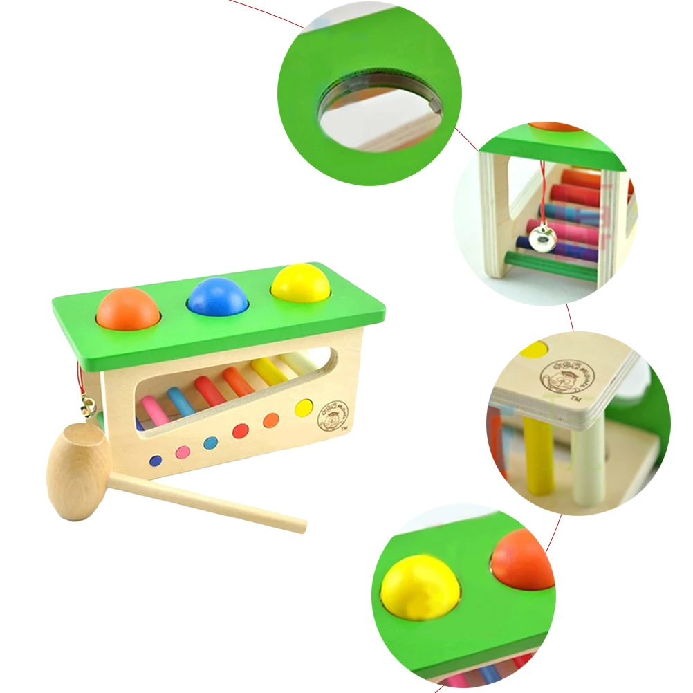 Дети красочные деревянные стук мяч игра игрушка весело прокатки молоток