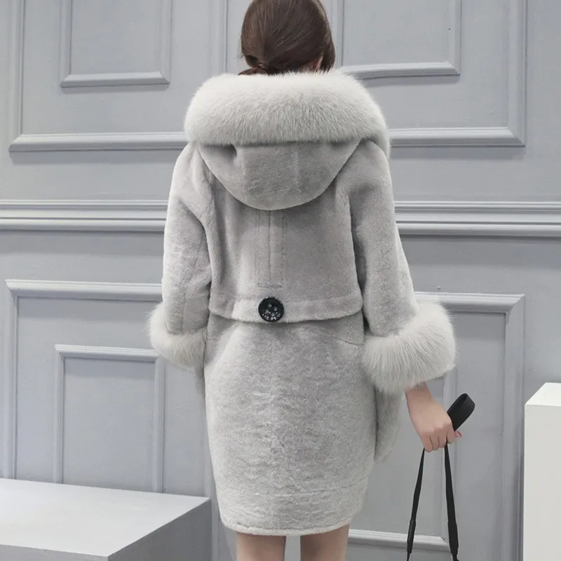 Black Fashion Winter Jacket Women Warm Large Fur Collar Faux Fur Jacket Parka Casual Plus Size Long Fur Coat Fourrure Femme L230