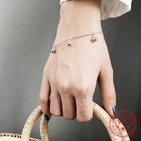 delicate wholesale japan korea style 925 sterling silver fashion cute bell charms snake chain bracelets women jewelry