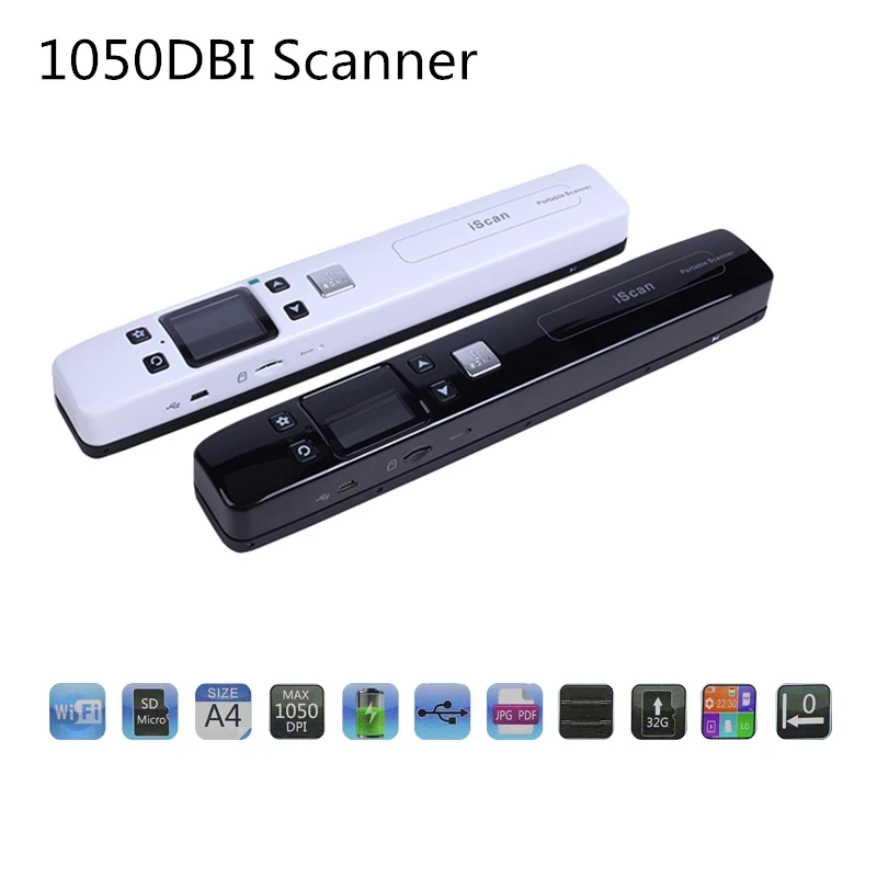 IScan сканер документов 1050DPI Портативный WiFi A4 книга беспроводной Сканер USB2.0 JPG/PDF 32G TF