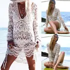 Женское кружевное бикини, Пляжная накидка, Пляжное Платье, летний купальный костюм