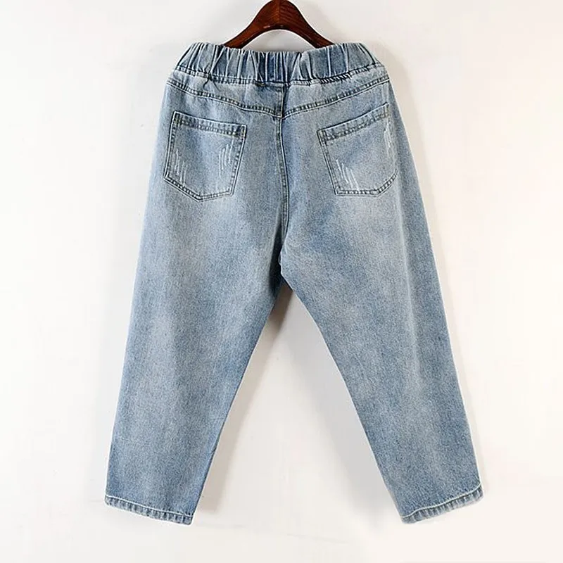 CHICEVER летние однотонные синие женские джинсовые штаны с дырками эластичные со