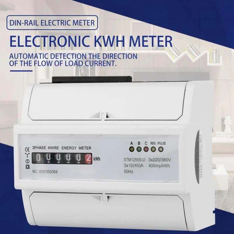 Быстро раскупаемый 1 шт. кВтч метр 3x220V/380V цифровой 3 фазы 4 провода 7P din-рейка кВт-ч