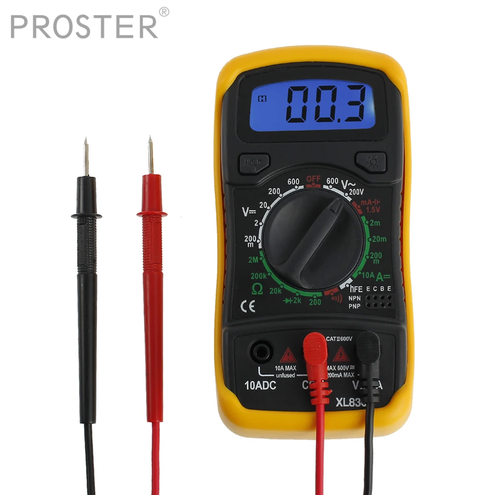 

PROSTER CD Digital Multimeter Current Voltage Resistance Transistor hFE Multimetro XL830L AC DC Voltmeter Ammeter Drop Shipping