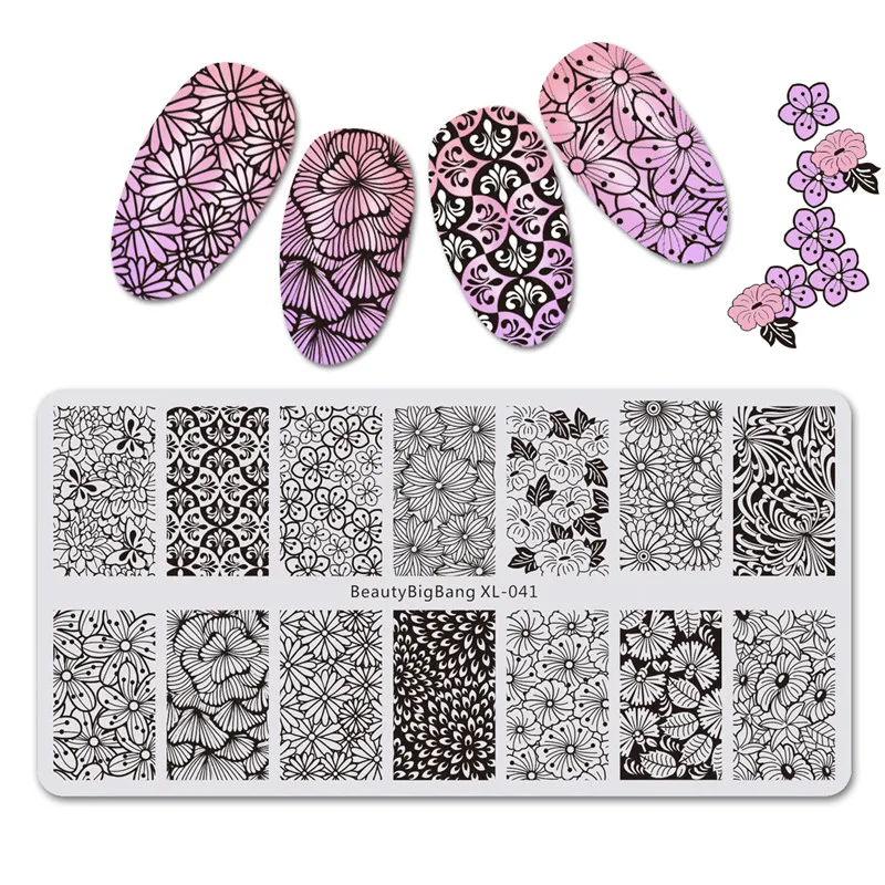 BeautyBigBang 6*12 см модные цветочные пластины для штамповки ногтей шаблоны искусство BBB