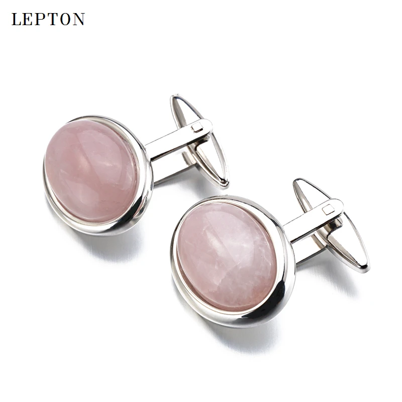 Фото Запонки Lepton мужские с камнями, Роскошные, Овальные, синие, песчаные, розовые кварцевые, в деловом и свадебном стиле №2